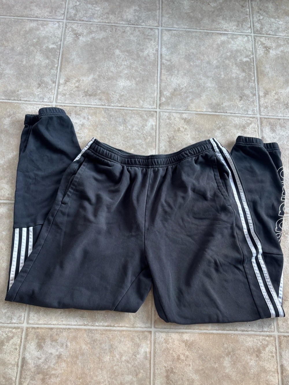 Men’s Black Athletic Track Pants with White Stripes